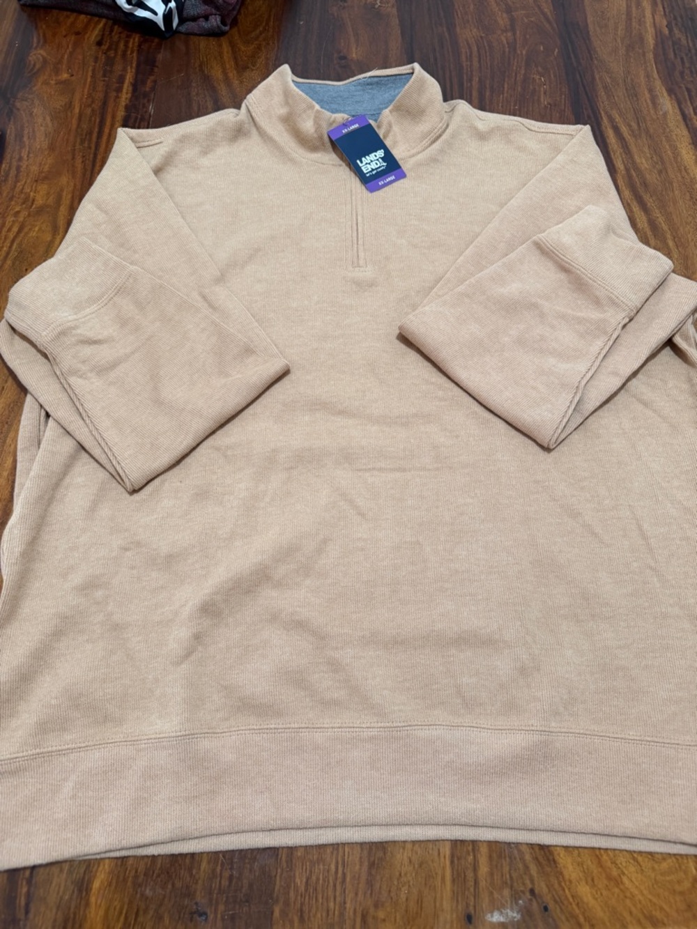 NWT Lands' End Men's Quarter Zip Sweater XXL Rich Camel Heather Old Money Fall